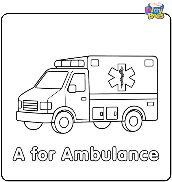 A for Ambulance Coloring Page A for Ambulance Coloring Page