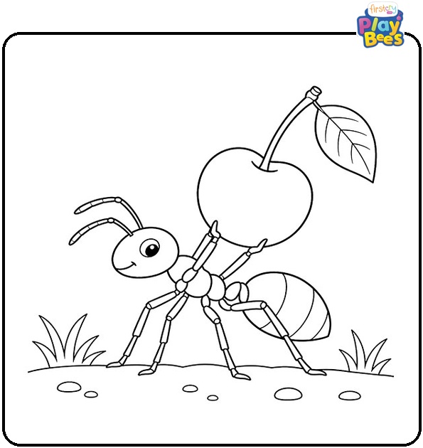 Ant Carrying Apple Coloring Page Ant Carrying Apple Coloring Page