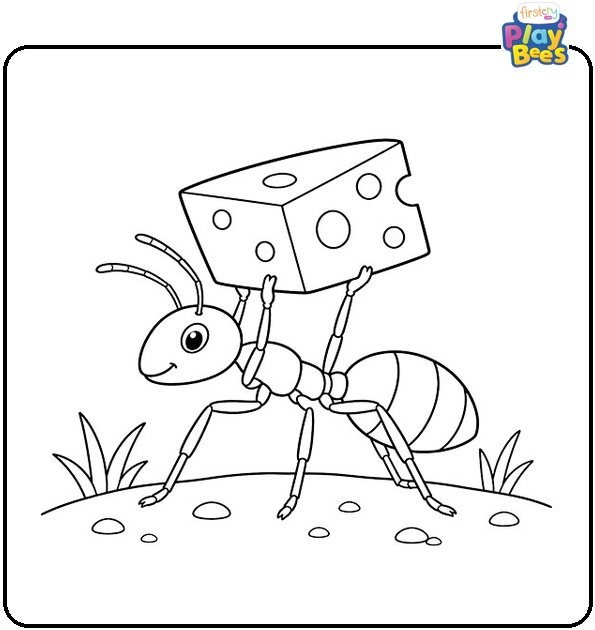 Ant Carrying Cheese Coloring Page Ant Carrying Cheese Coloring Page