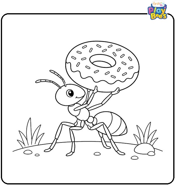Ant Carrying Donut Coloring Page Ant Carrying Donut Coloring Page