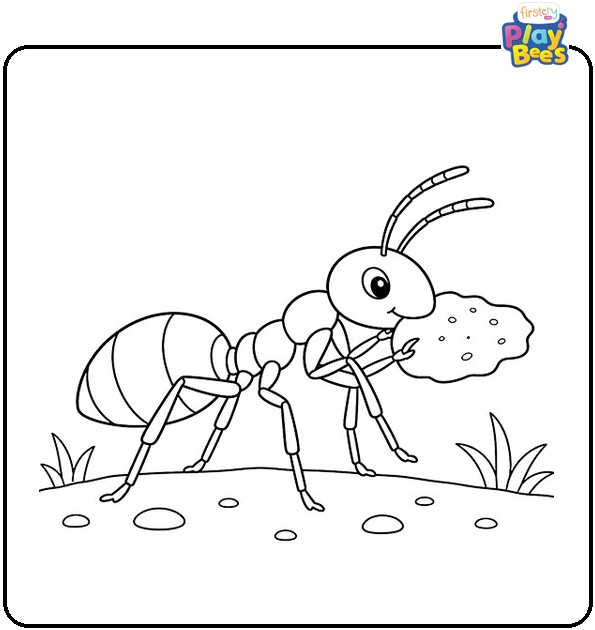 Ant Carrying Food Coloring Page Ant Carrying Food Coloring Page