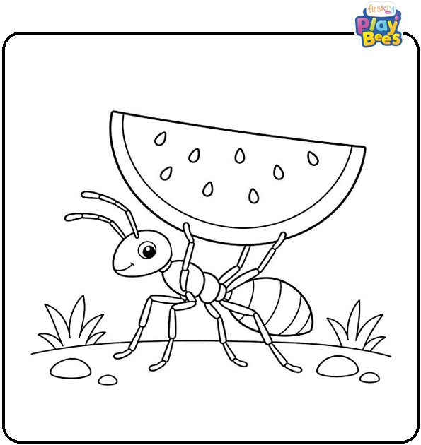 Ant Carrying Watermelon Slice Coloring Page Ant Carrying Watermelon Slice Coloring Page