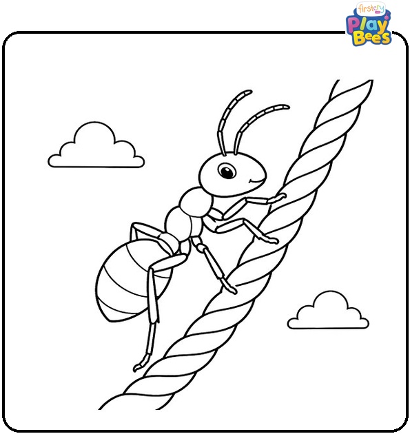 Ant Climbing Rope Coloring Page Ant Climbing Rope Coloring Page