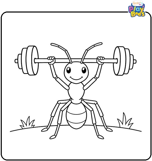 Ant Lifting Weights Coloring Page Ant Lifting Weights Coloring Page