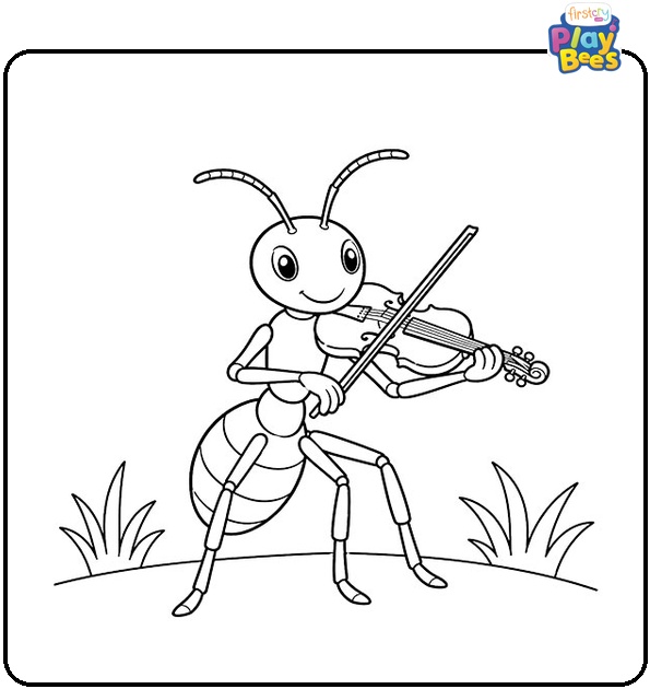 Ant Playing Violin Coloring Page Ant Playing Violin Coloring Page