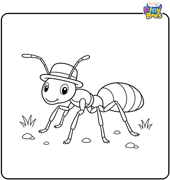 Ant Wearing a Hat Coloring Page Ant Wearing a Hat Coloring Page