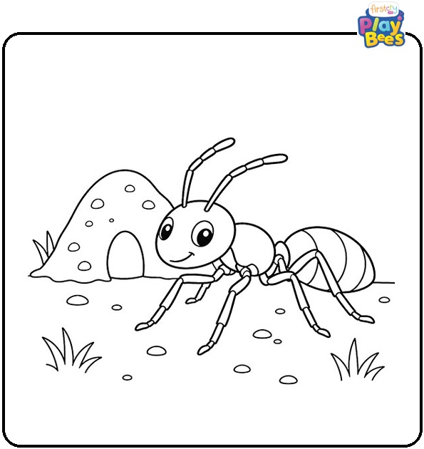 Ant by Anthill Coloring Page Ant by Anthill Coloring Page
