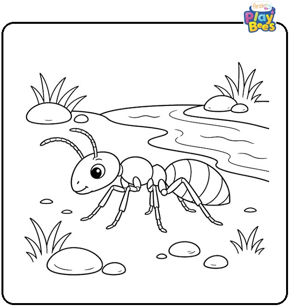 Ant by the River Coloring Page Ant by the River Coloring Page