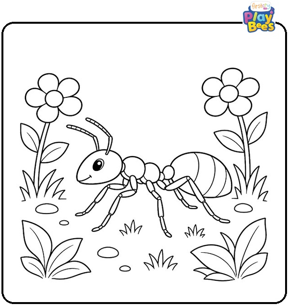 Ant in the Garden Coloring Page Ant in the Garden Coloring Page