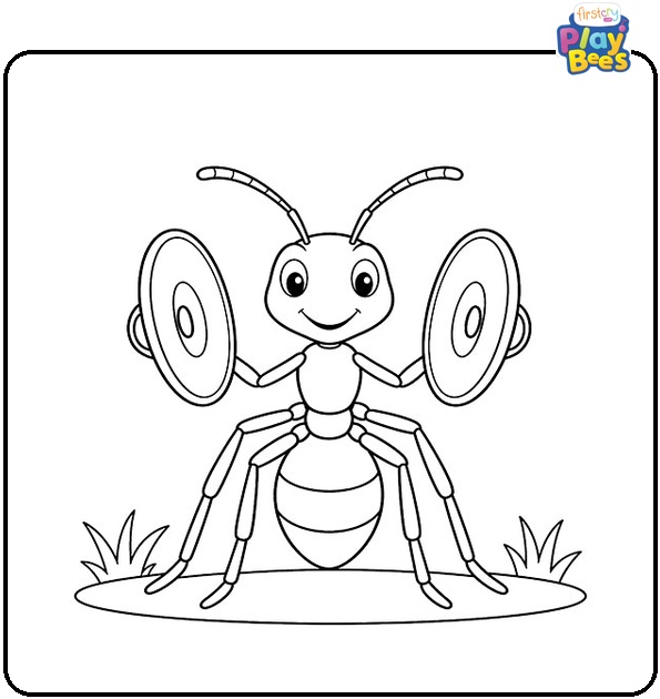Ant with Cymbal Coloring Page Ant with Cymbal Coloring Page
