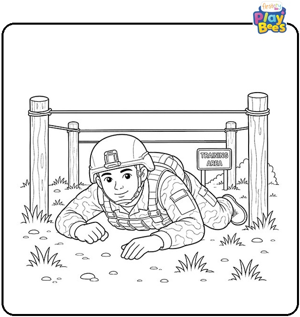 Army Soldier Crawling Under Wire Coloring Page Army Soldier Crawling Under Wire Coloring Page