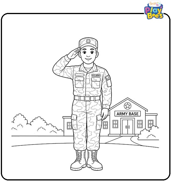 Army Soldier Saluting Coloring Page Army Soldier Saluting Coloring Page