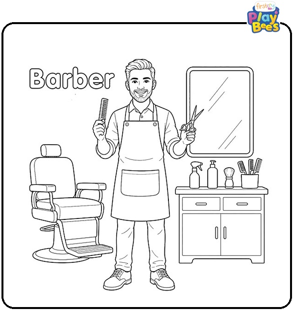 Barber Coloring Page Barber Coloring Page