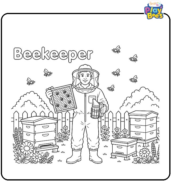 Beekeeper Coloring Page Beekeeper Coloring Page