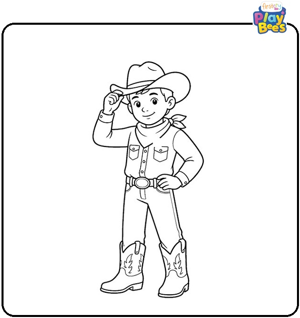 Boy Cowboy Tipping His Hat Coloring Page Boy Cowboy Tipping His Hat Coloring Page