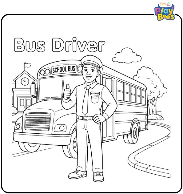 Bus Driver Coloring Page Bus Driver Coloring Page