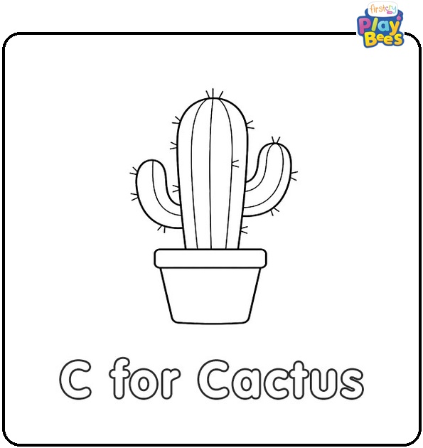 C for Cactus Coloring Page