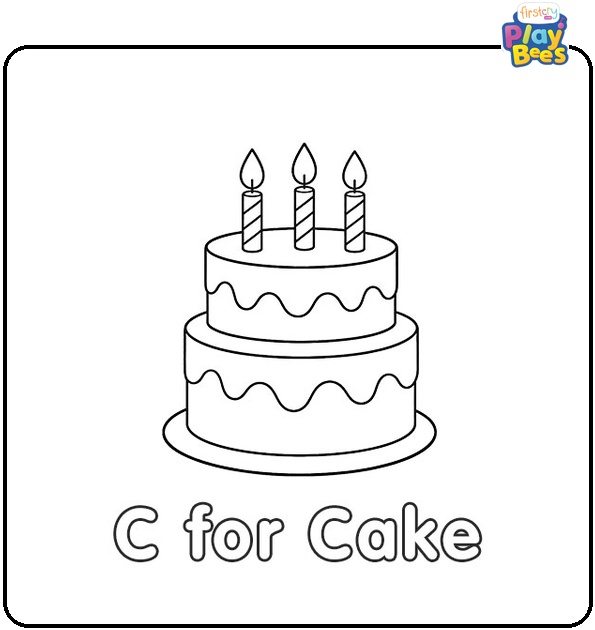 C for Cake Coloring Page