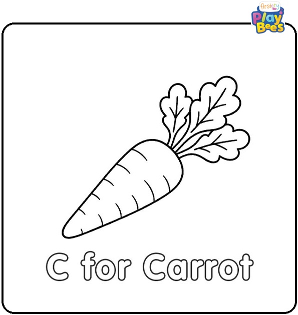 C for Carrot Coloring Page