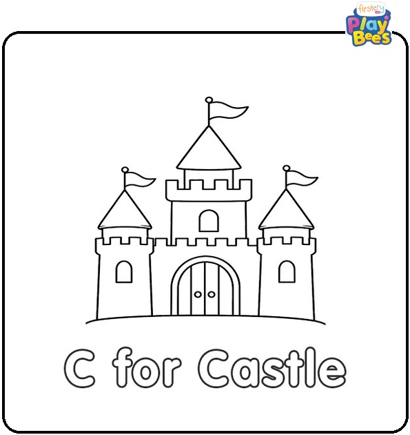 C for Castle Coloring Page