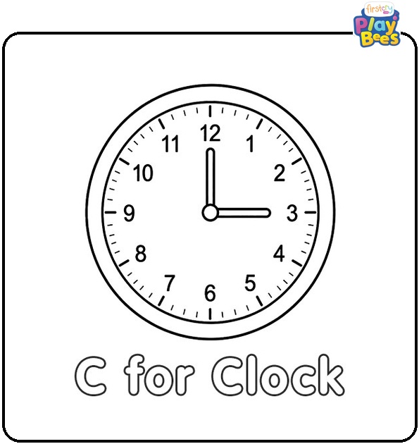 C for Clock Coloring Page