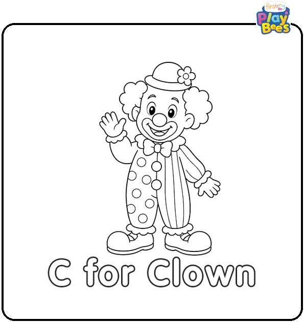 C for Clown Coloring Page
