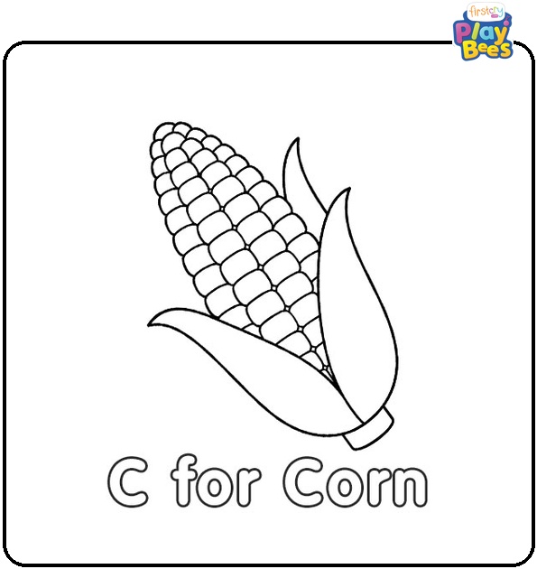 C for Corn Coloring Page