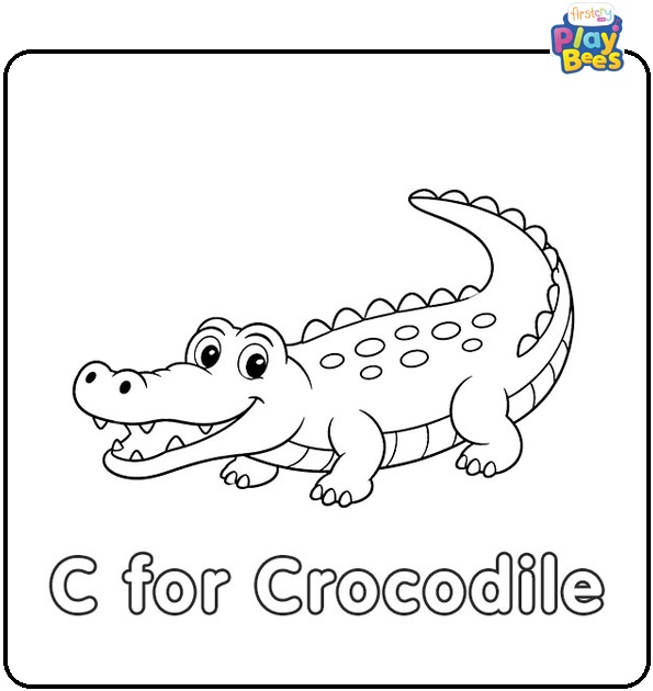 C for Crocodile Coloring Page