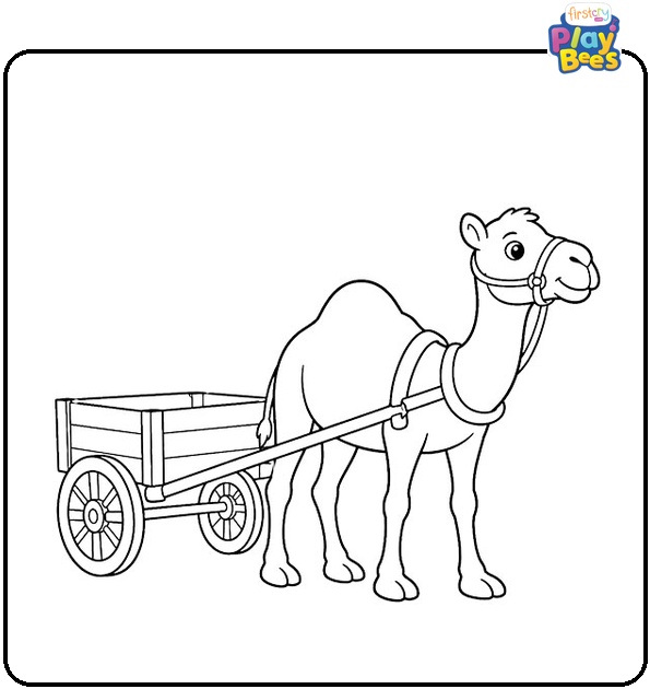 Camel Pulling a Wagon Coloring Page