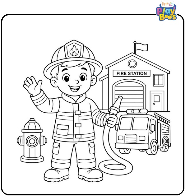 Cartoon Firefighter Coloring Page Cartoon Firefighter Coloring Page