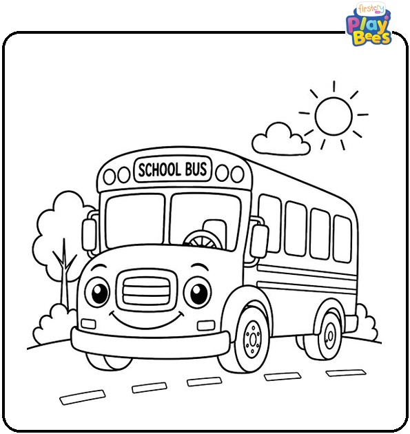 Cartoon-Style School Bus Coloring Page Cartoon-Style School Bus Coloring Page