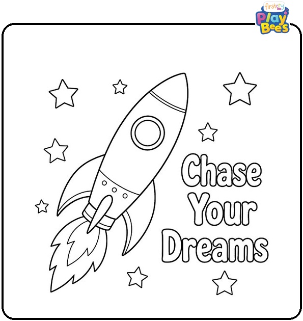 Chase Your Dreams Rocket and Stars Coloring Page Chase Your Dreams Rocket and Stars Coloring Page