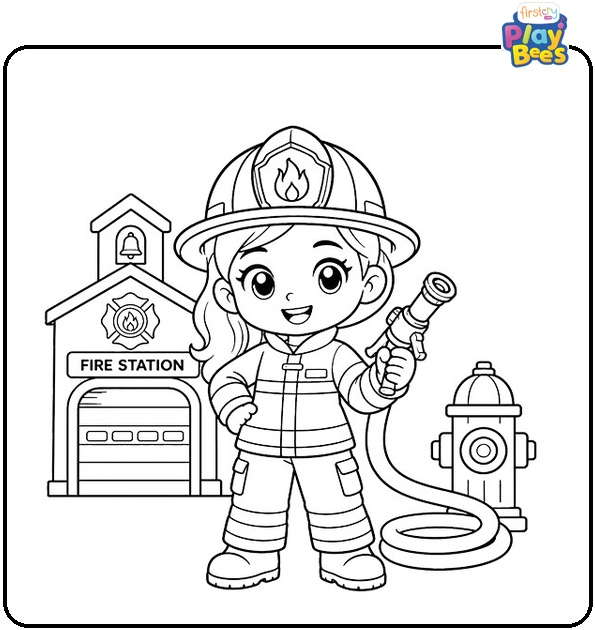 Chibi Girl Firefighter Coloring Page Chibi Girl Firefighter Coloring Page