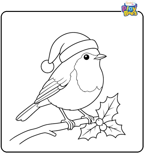 Christmas Robin Coloring Page