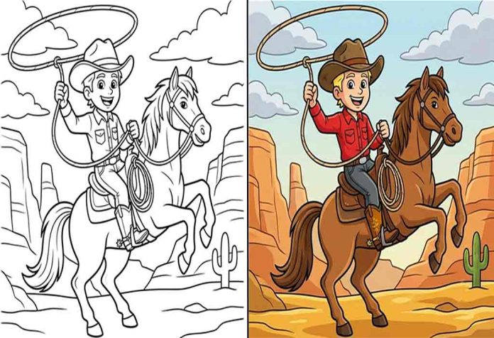 Cowboy Coloring Pages – Free Printable Worksheets & Pictures