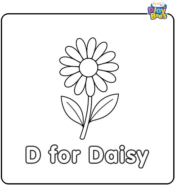 D for Daisy Coloring Page