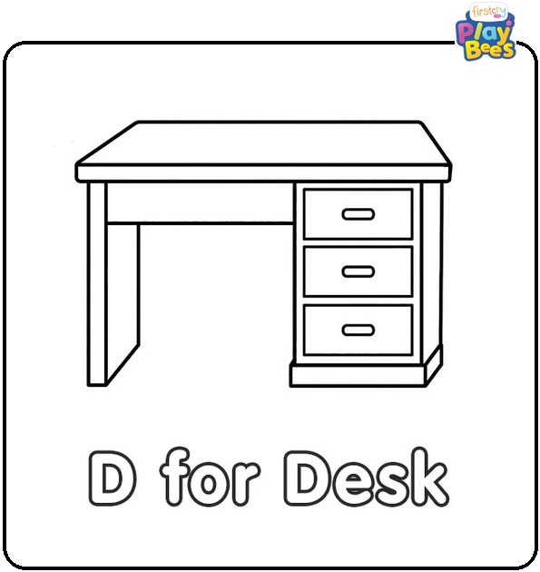 D for Desk Coloring Page