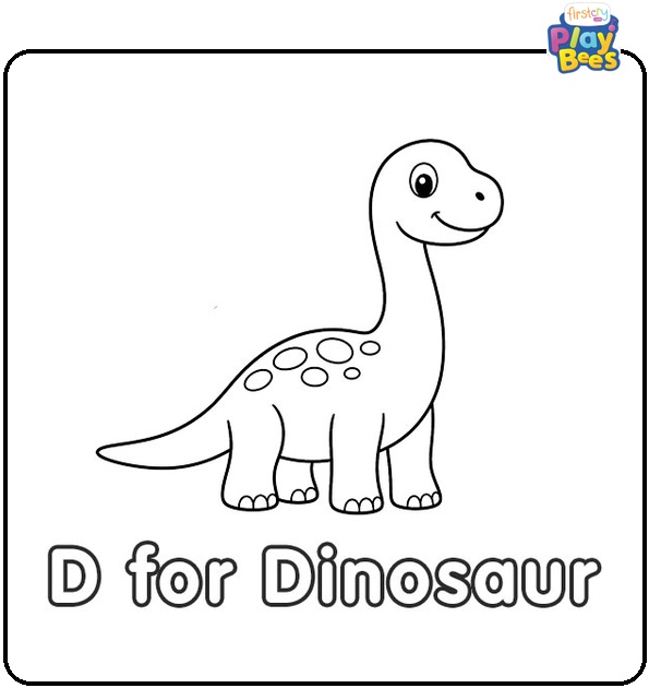 D for Dinosaur Coloring Page