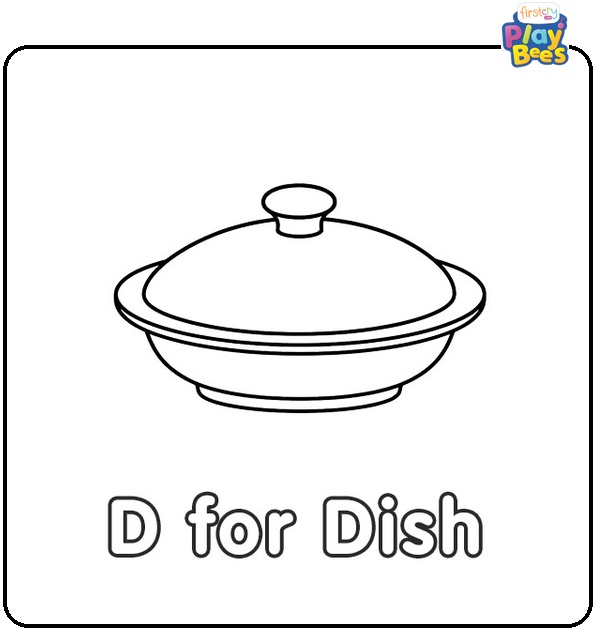 D for Dish Coloring Page