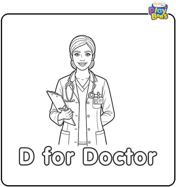D for Doctor Coloring Page