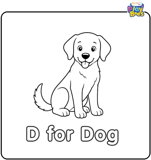 D for Dog Coloring Page