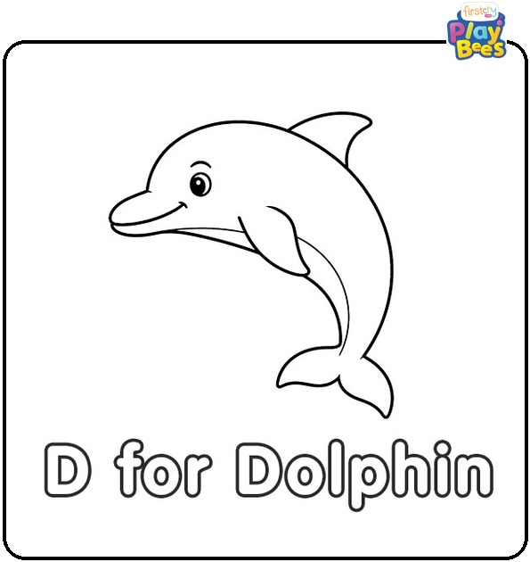 D for Dolphin Coloring Page