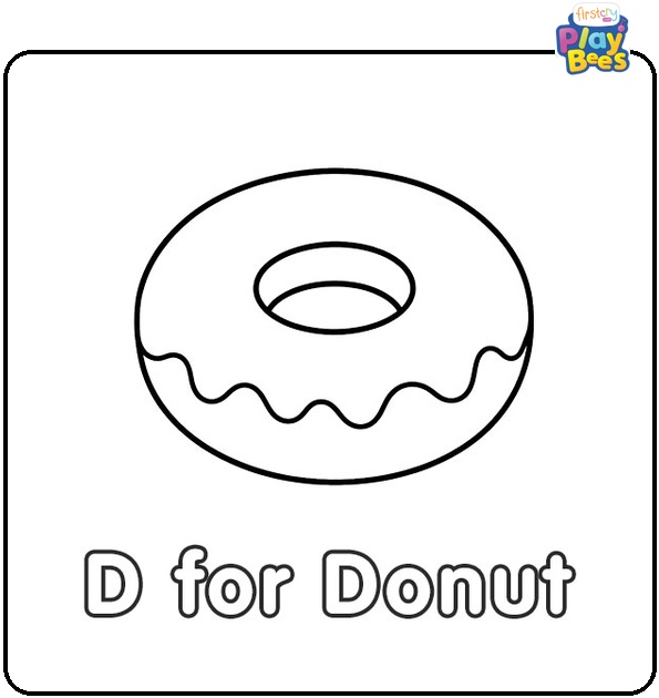 D for Donut Coloring Page
