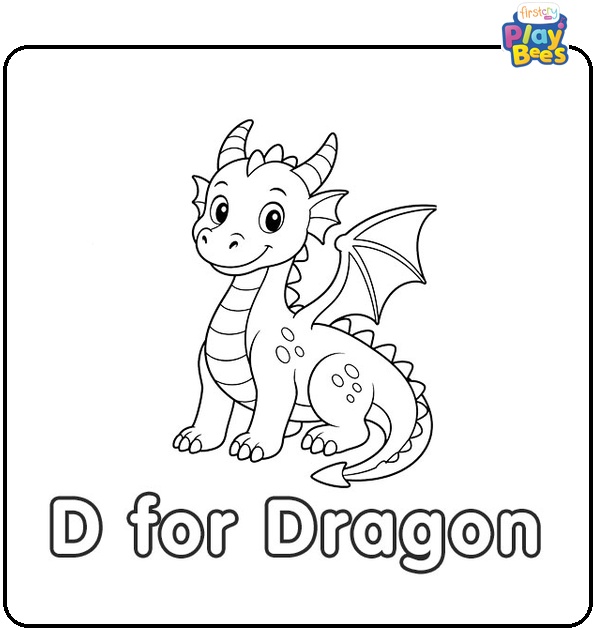 D for Dragon Coloring Page
