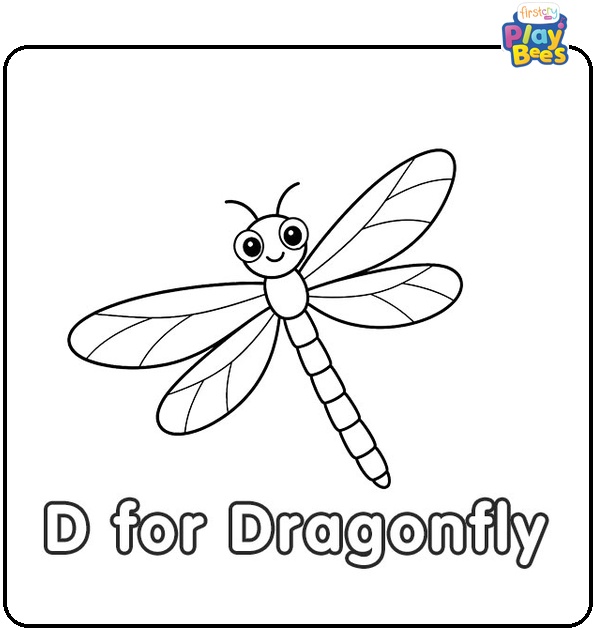 D for Dragonfly Coloring Page