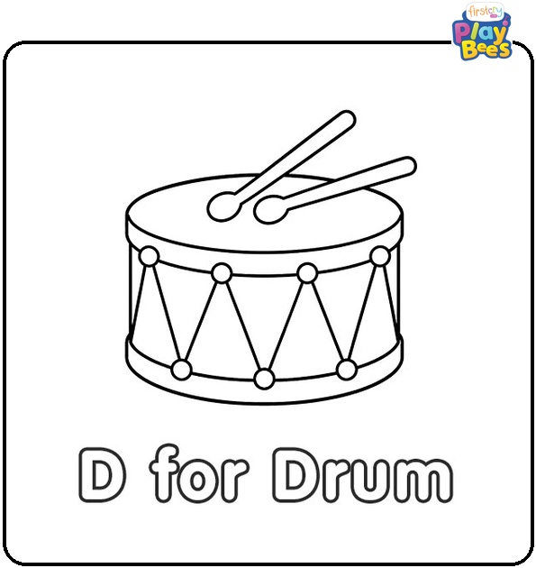 D for Drum Coloring Page