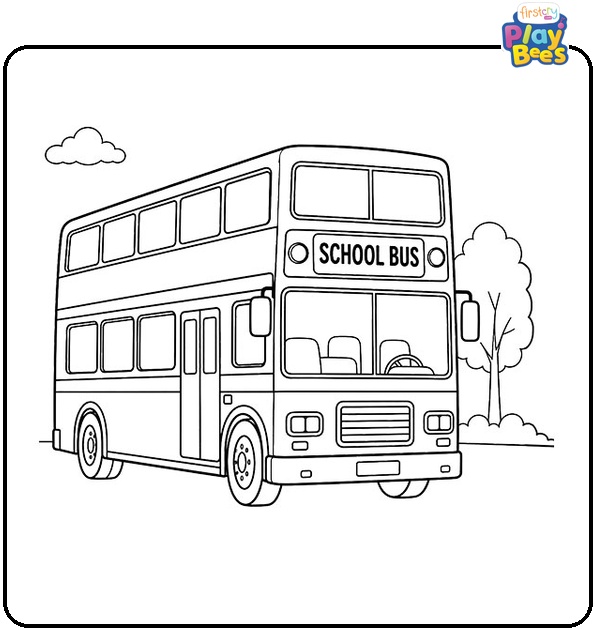 Double-Decker School Bus Coloring Page Double-Decker School Bus Coloring Page