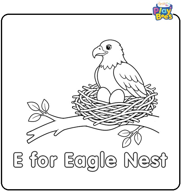 E for Eagle Nest Coloring Page