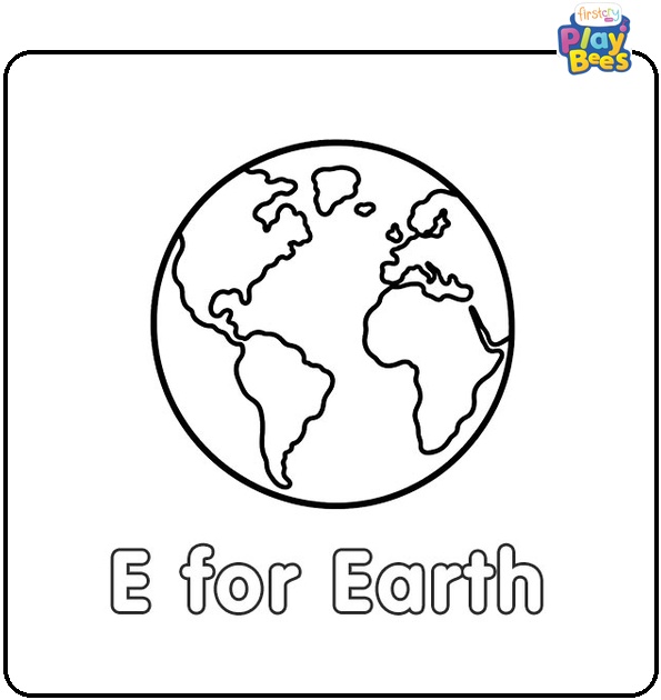 E for Earth Coloring Page