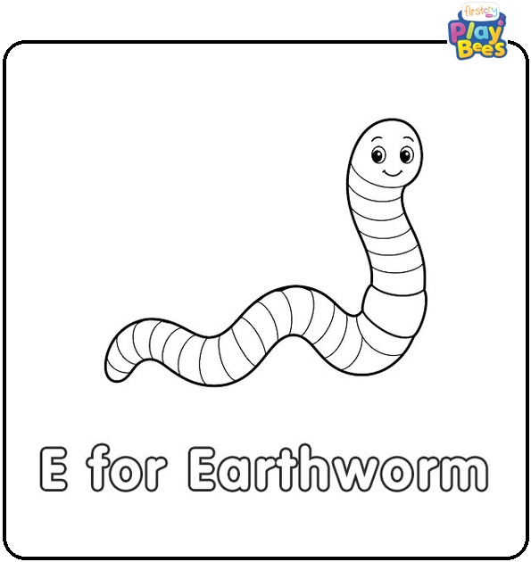 E for Earthworm Coloring Page